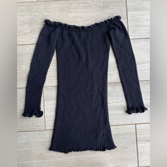 Nasty Gal Black Ribbed Cold Shoulder Mini Dress, Size Small - Picture 7 of 8
